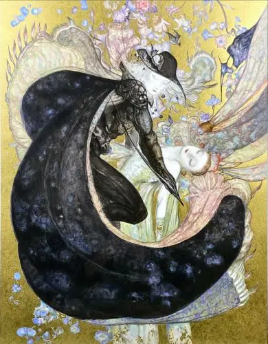 天野喜孝の絵画作品　タイトルは、花の乱舞